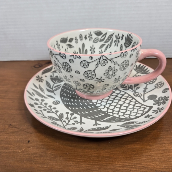 OWL SET World Market Oversized Owl Mug with Matching Saucer Hard To Find Unique - Picture 9 of 9